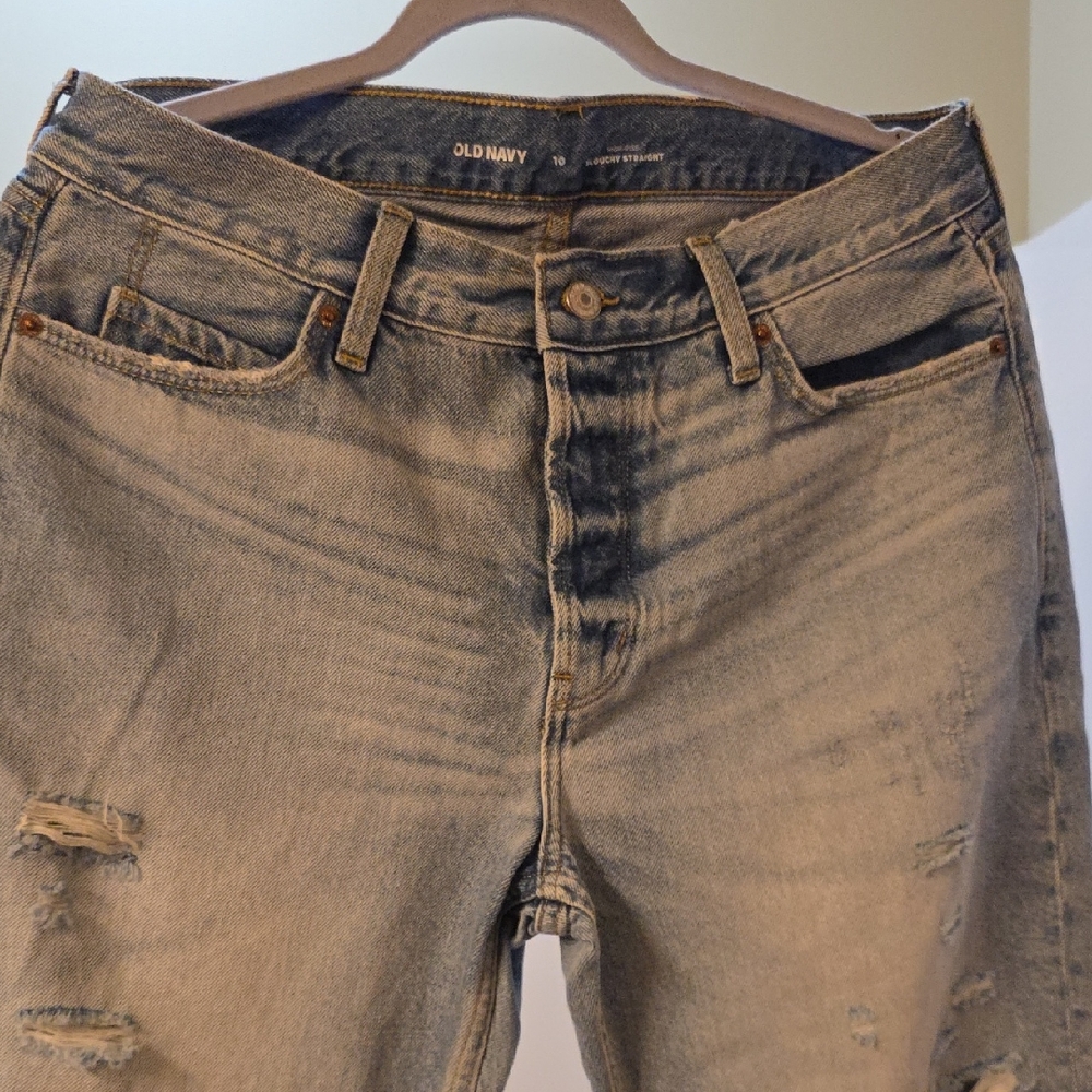 Old Navy Women's High Rise Distressed Jeans - Black